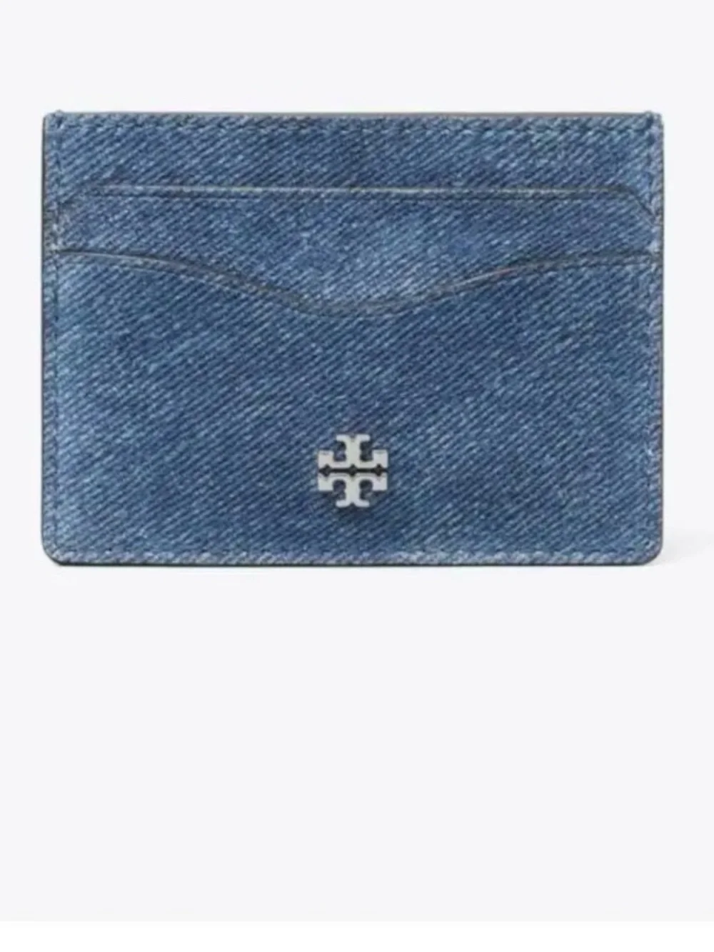 NWT Tory Burch Emerson Denim Suede Slim Card Case